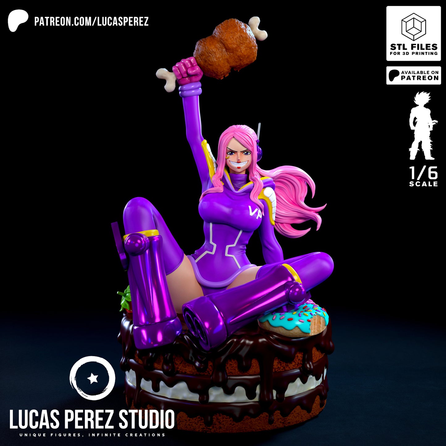 💗 Jewelry Bonney – Figura 3D Edición Banquete Pirata 🍕🍔🍗