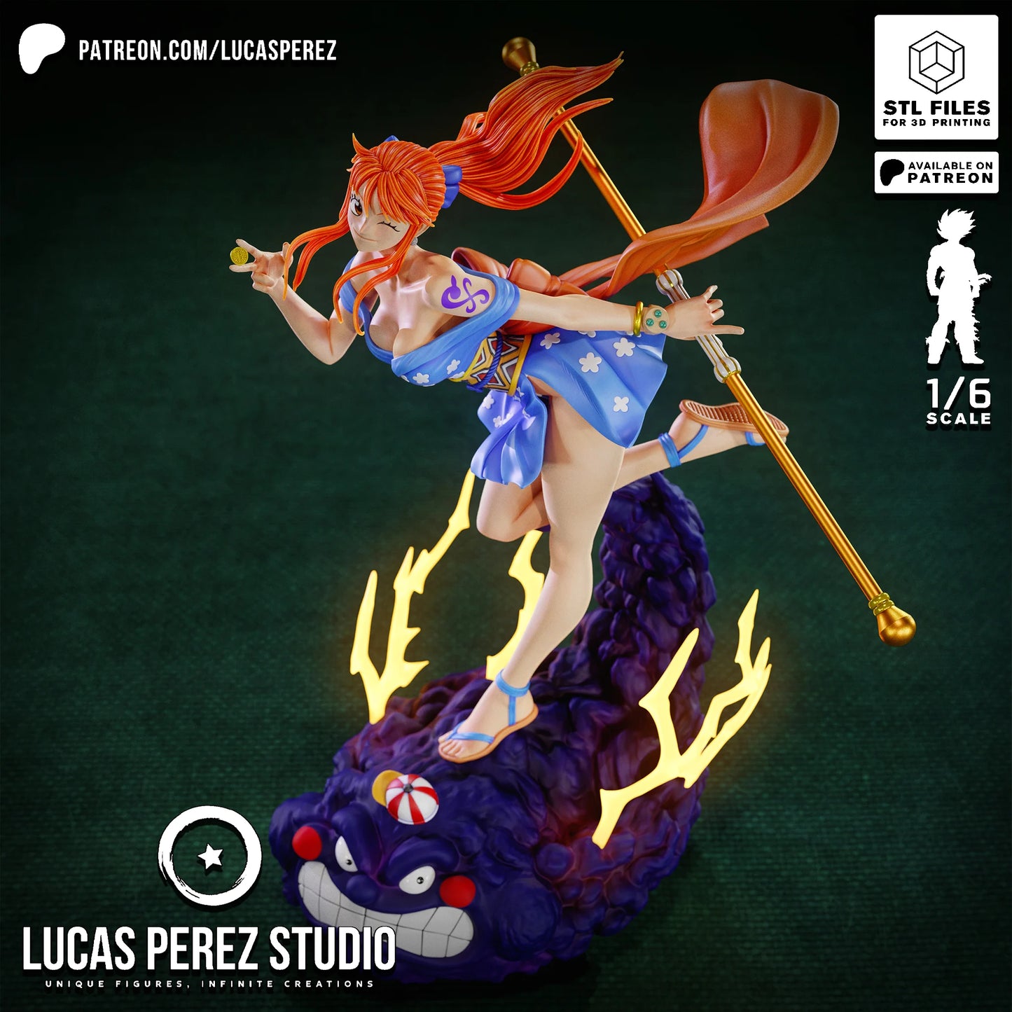 ⚡ Nami – Diosa del Trueno en Kimono 🌩️👘