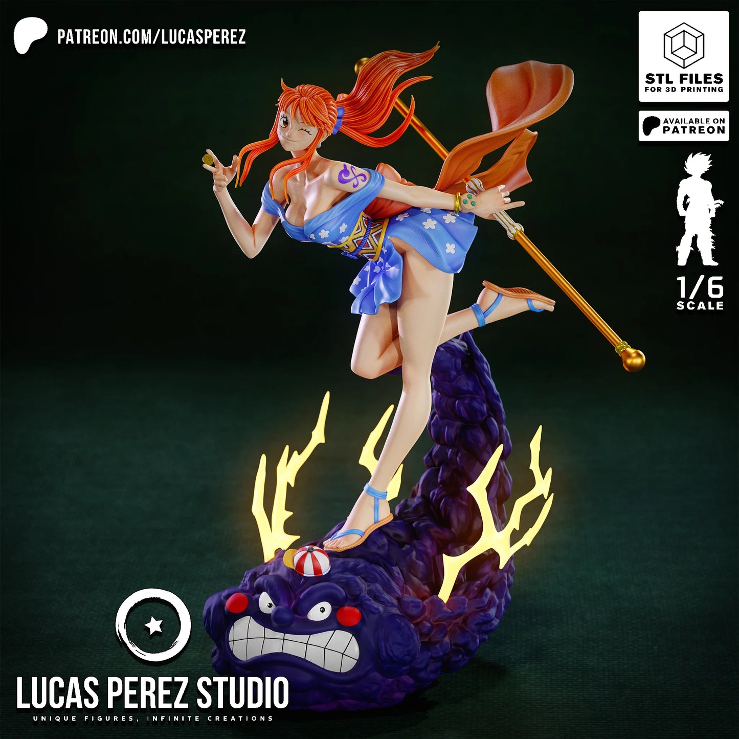 ⚡ Nami – Diosa del Trueno en Kimono 🌩️👘