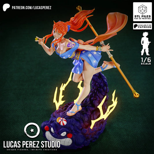 ⚡ Nami – Diosa del Trueno en Kimono 🌩️👘